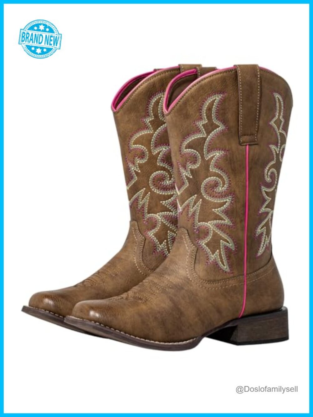 Extra Wide Calf Cowboy Boots Square Toe Hidden Elastic Removable Cushion Western